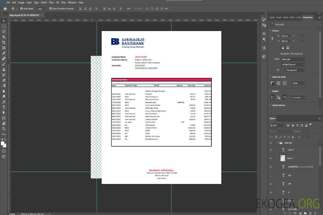 Relevé de la Georgia Basis Bank xls template Relevé de la Georgia Basis Bank xls template